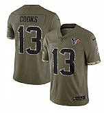 Men's Houston Texans #13 Brandin Cooks 2022 Olive Salute To Service Limited Stitched Jersey,baseball caps,new era cap wholesale,wholesale hats